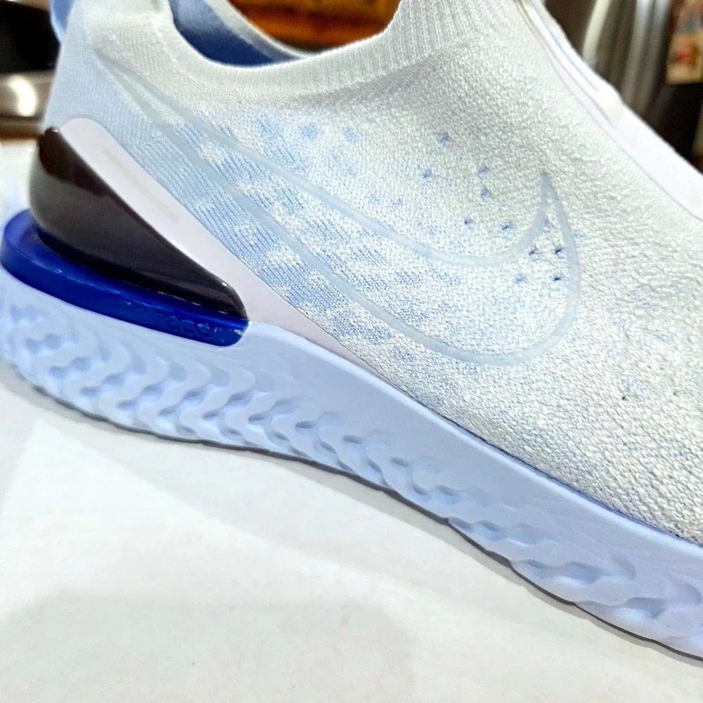 Nike Epic React Flyknit Phantom Mens 13 White Blue BV0417-101 Laceless Running